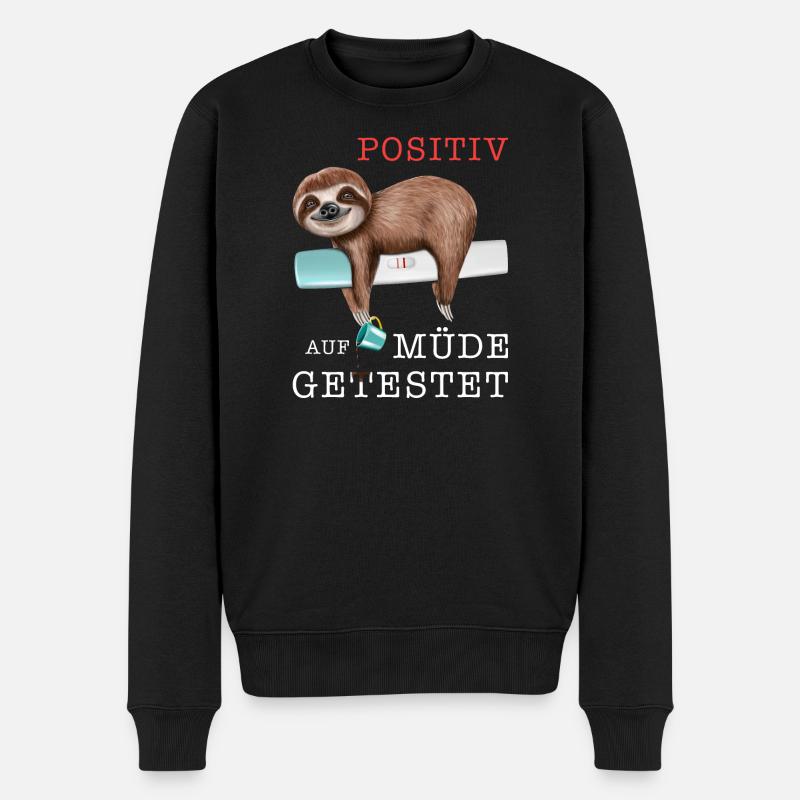Faultier mit Test Positiv auf müde getestet - Männer Premium Bio Pullover - Schwarz