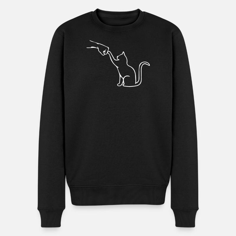 Katzenpapa Katzenliebhaber Katzen Faust Team - Männer Premium Bio Pullover - Schwarz