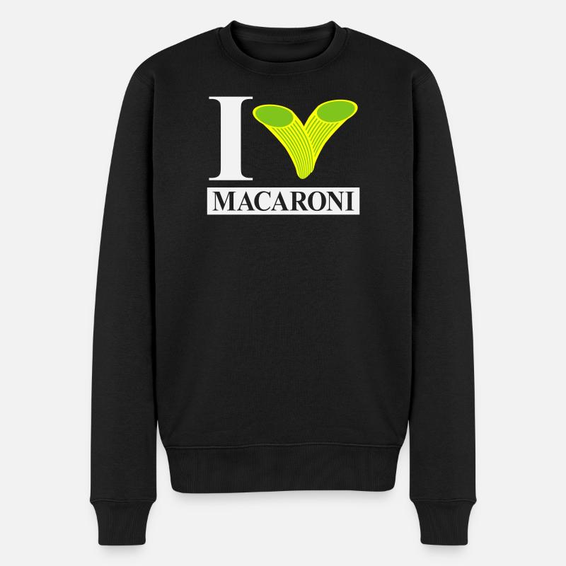 Ich liebe Makkaroni - Männer Premium Bio Pullover - Schwarz