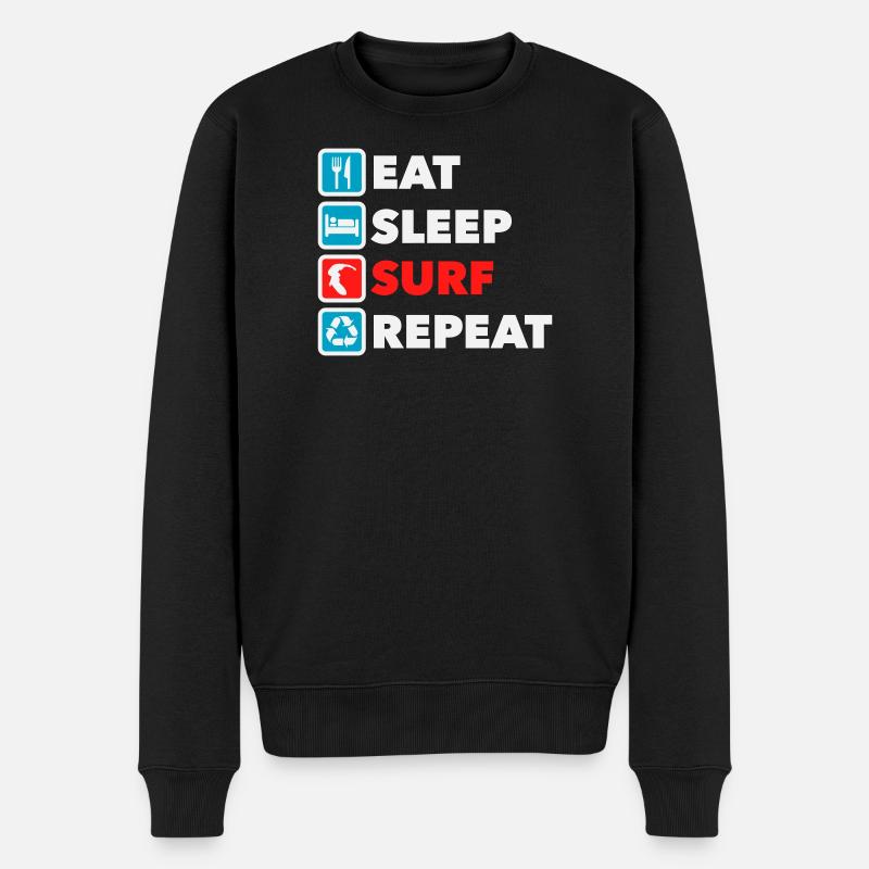Eat Sleep Surf Repeat - Männer Premium Bio Pullover - Schwarz