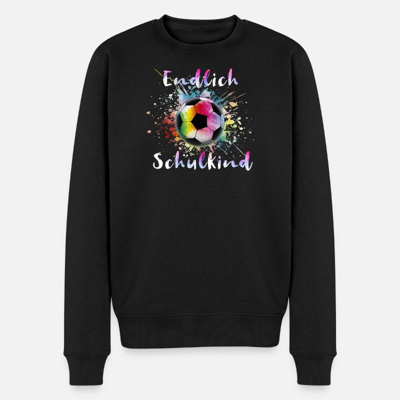 Endlich Schulkind Fußball Schulanfang - Männer Premium Bio Pullover - Schwarz