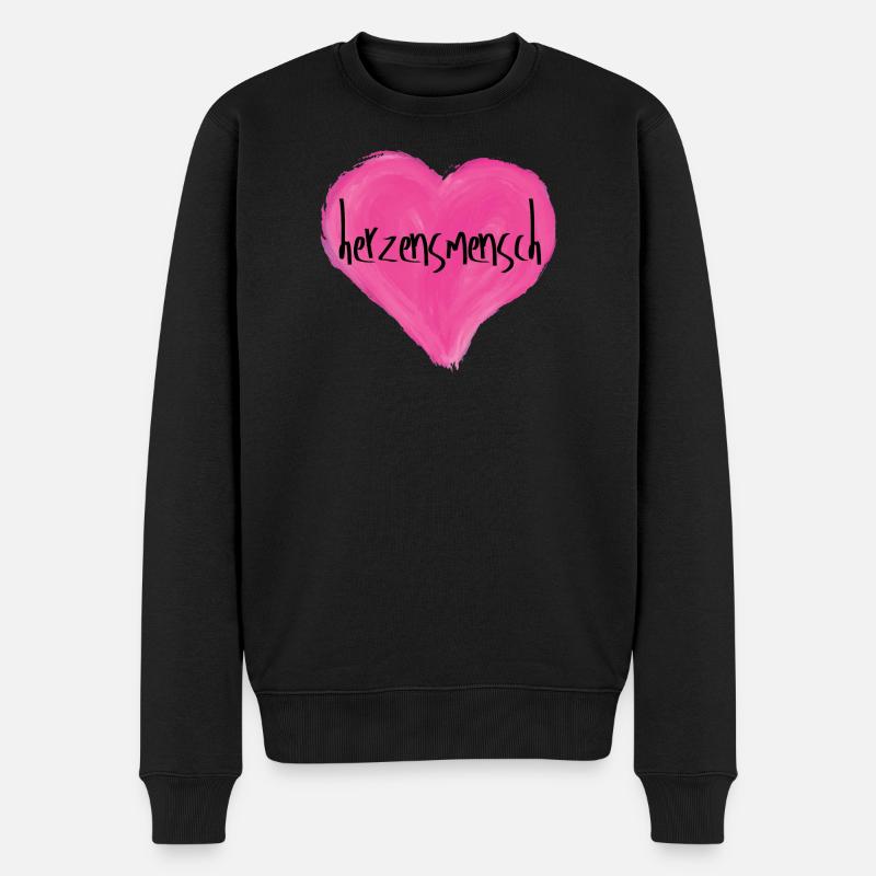 Herzensmensch - Männer Premium Bio Pullover - Schwarz