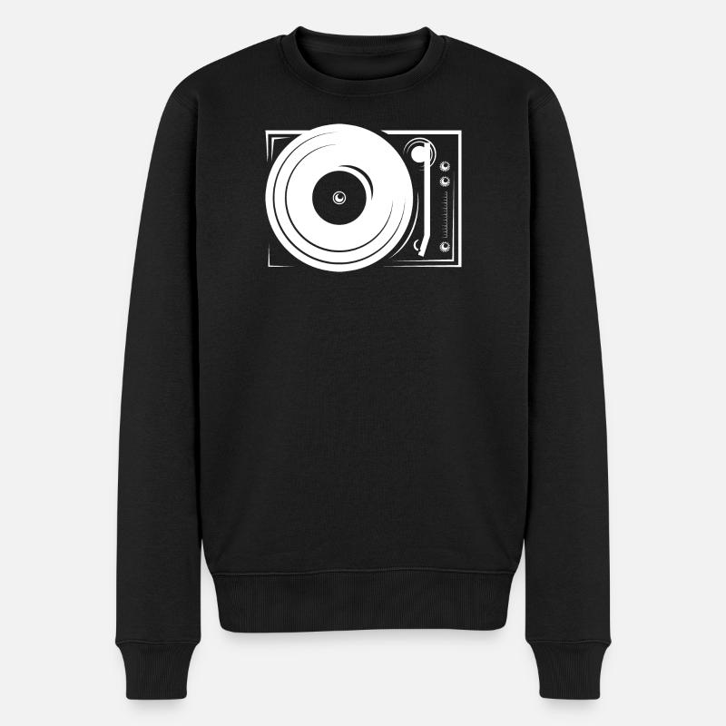 turntable platten DJ music hip hop icon Symbol - Männer Premium Bio Pullover - Schwarz