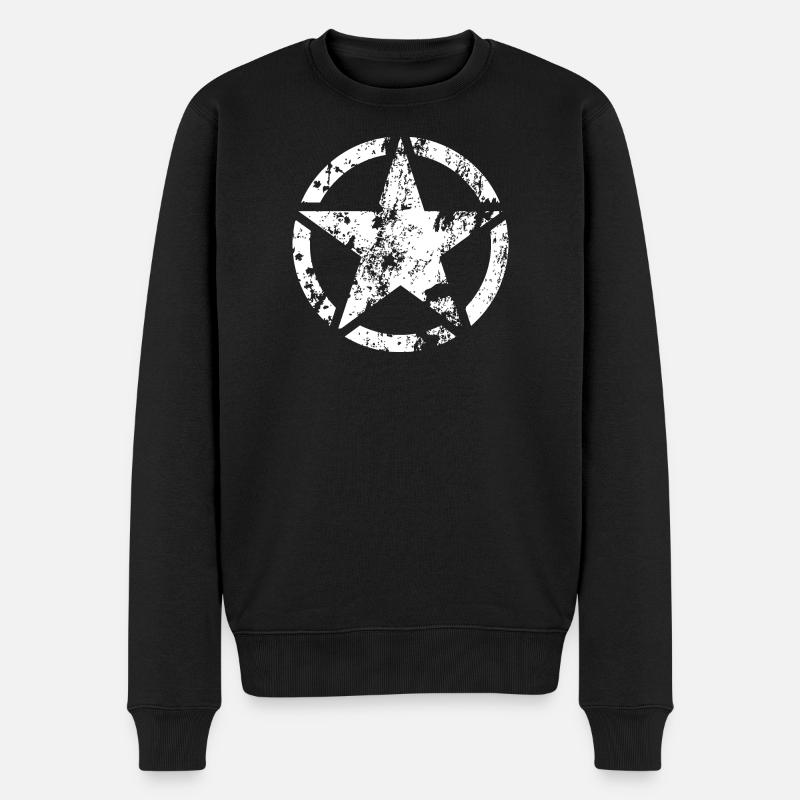 Verwitterter Kreisstern - Männer Premium Bio Pullover - Schwarz