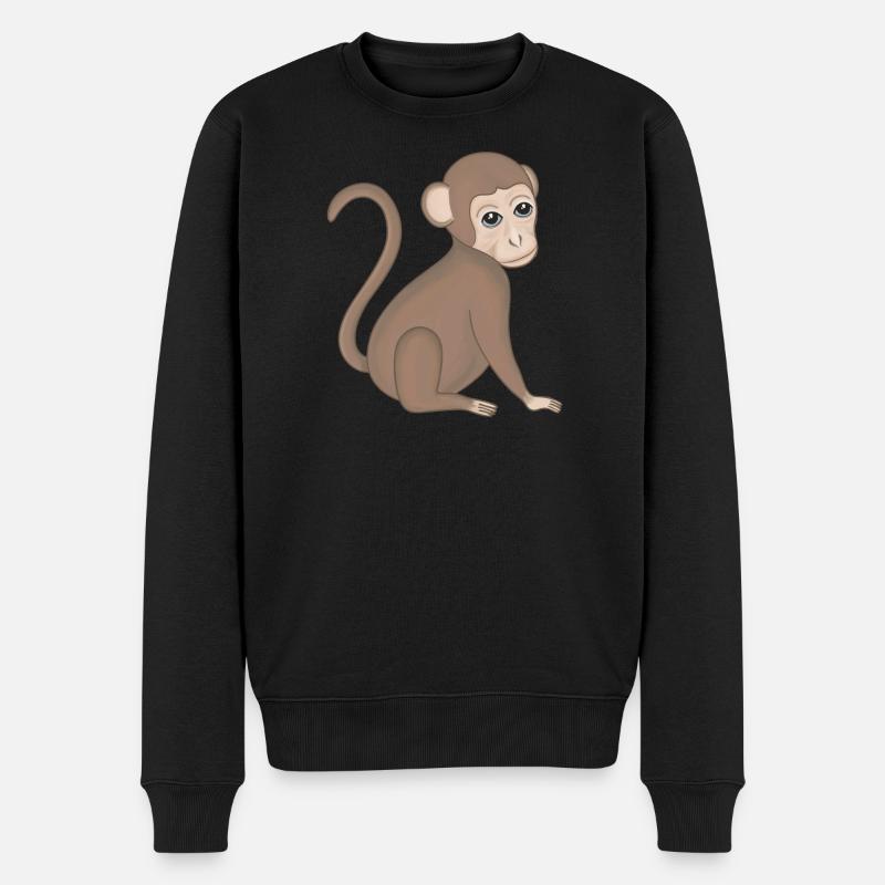 Affe Baby Äffchen - Männer Premium Bio Pullover - Schwarz