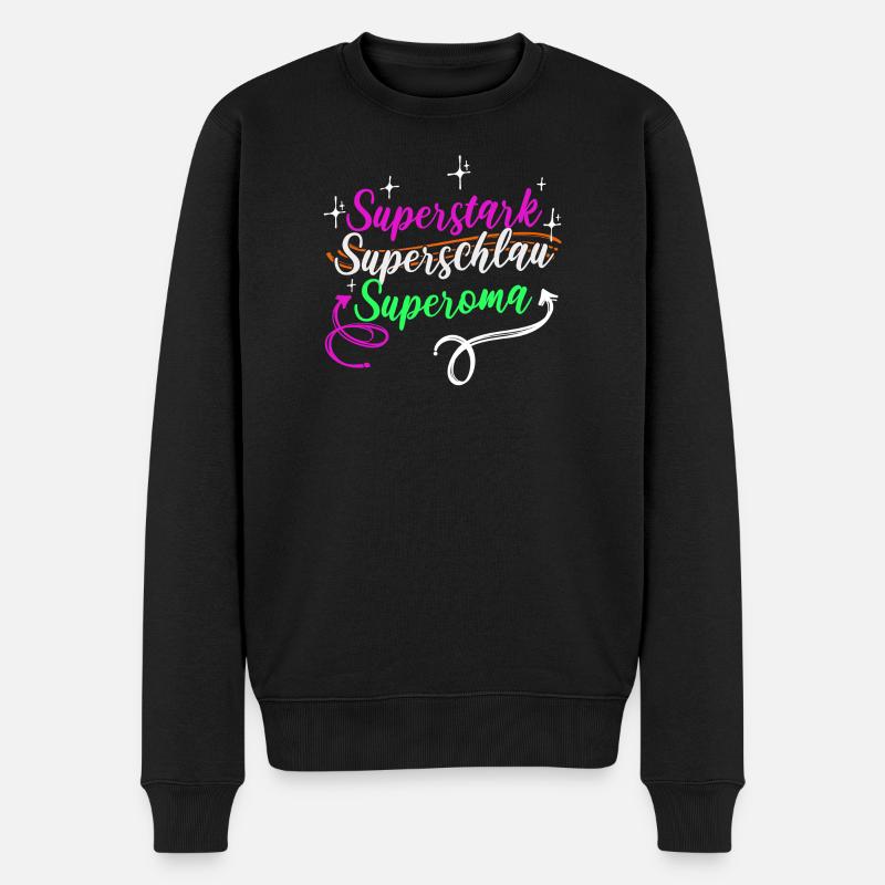 Superoma Spruch Großmutter Oma Rentnerin - Männer Premium Bio Pullover - Schwarz
