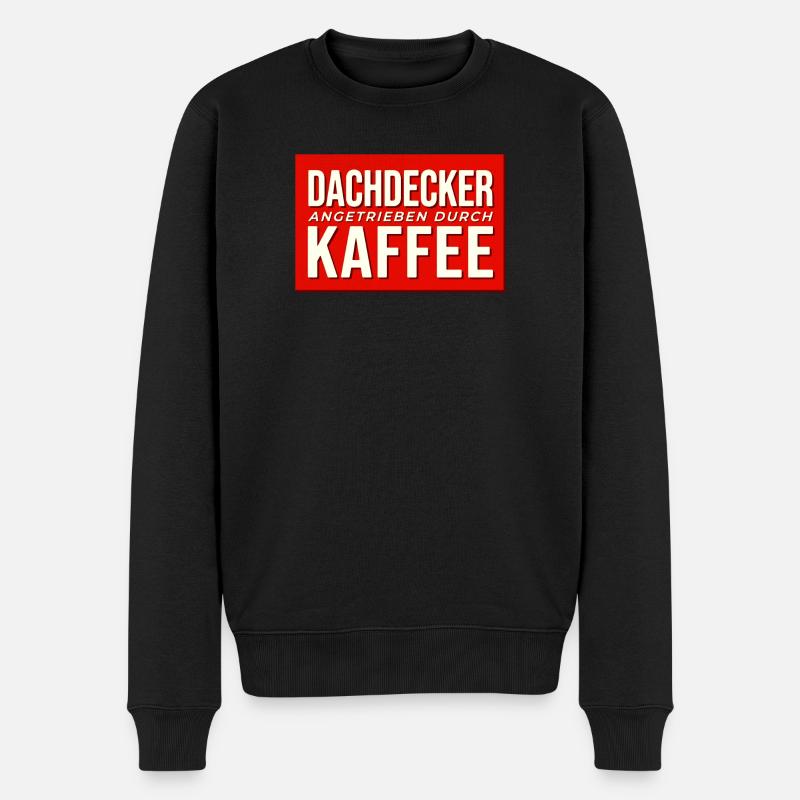 Dachdecker Kaffee Antrieb - Männer Premium Bio Pullover - Schwarz