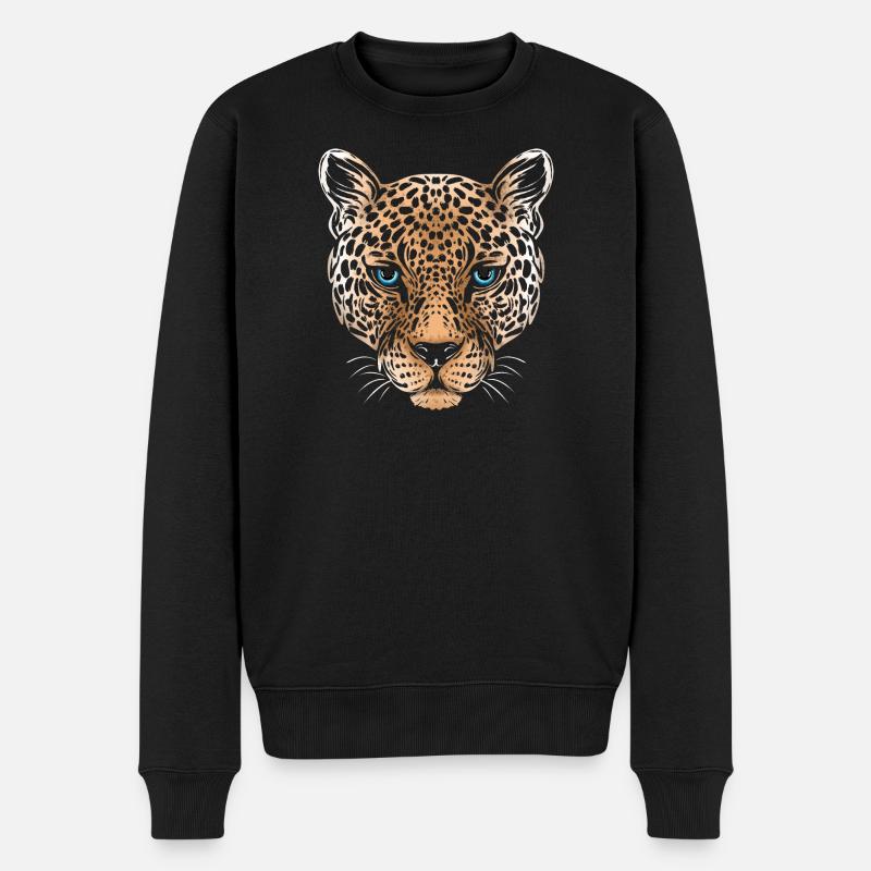 Leopard Gepard Jaguar - Männer Premium Bio Pullover - Schwarz
