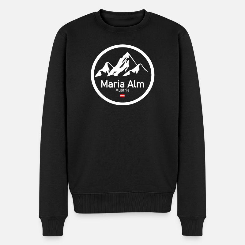 Maria Alm Bergpanorama Logo - Männer Premium Bio Pullover - Schwarz