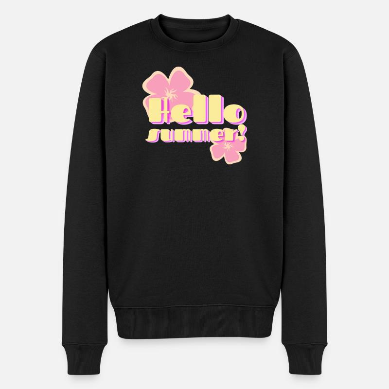 Hello Summer fleurs pastel rétro - Pull Premium bio Homme - noir