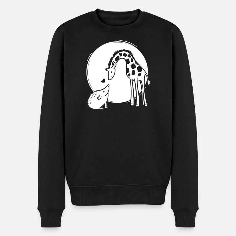 Amour de girafe et hérisson - Pull Premium bio Homme - noir