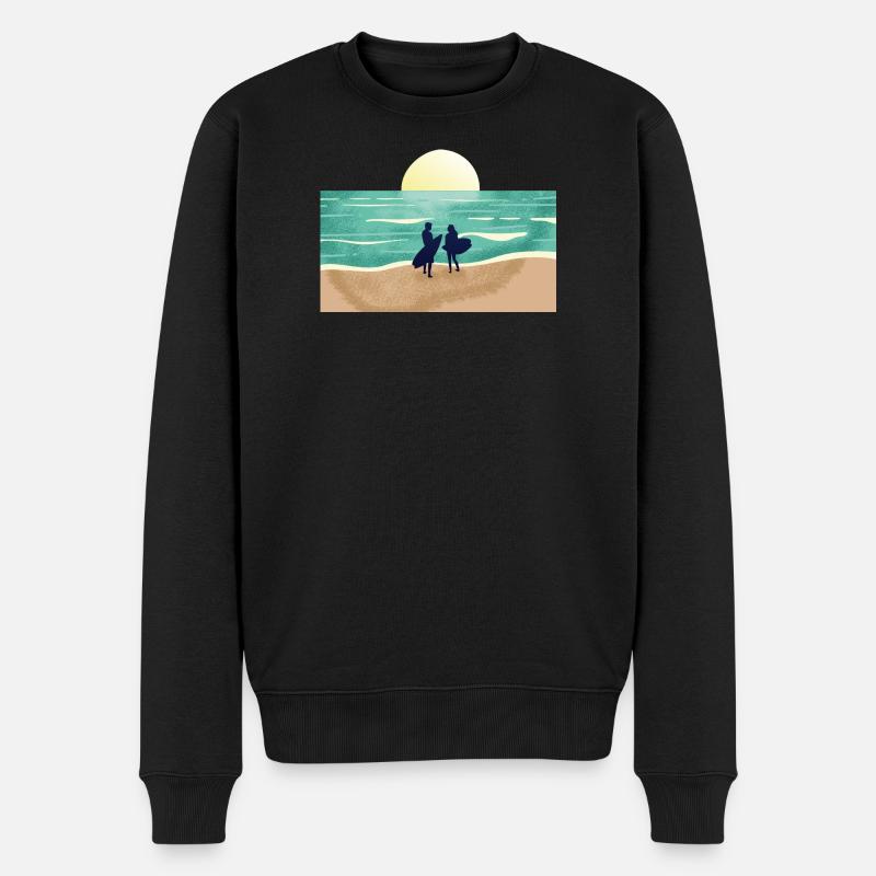 Surfeur au coucher du soleil d’été - Pull Premium bio Homme - noir