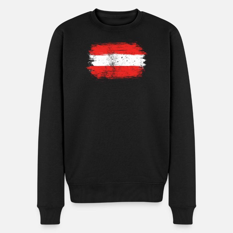 Rot-Weiß-Rote Pinselfahne - Männer Premium Bio Pullover - Schwarz