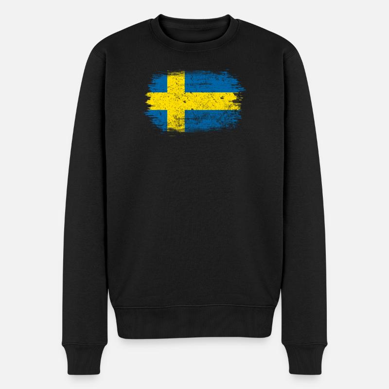 Schwedische Pinselflagge - Männer Premium Bio Pullover - Schwarz