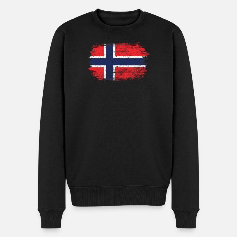 Norwegische Flagge Pinselstrichkreuz - Männer Premium Bio Pullover - Schwarz