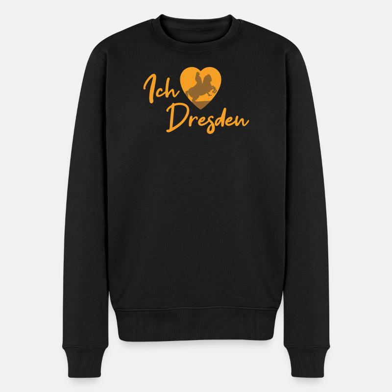 Ich liebe Dresden - Schriftzug - Männer Premium Bio Pullover - Schwarz