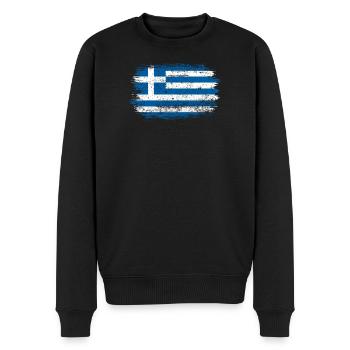 Drapeau grec brossé - Pull Premium bio Homme - noir - Devant - Nico (187cm)
