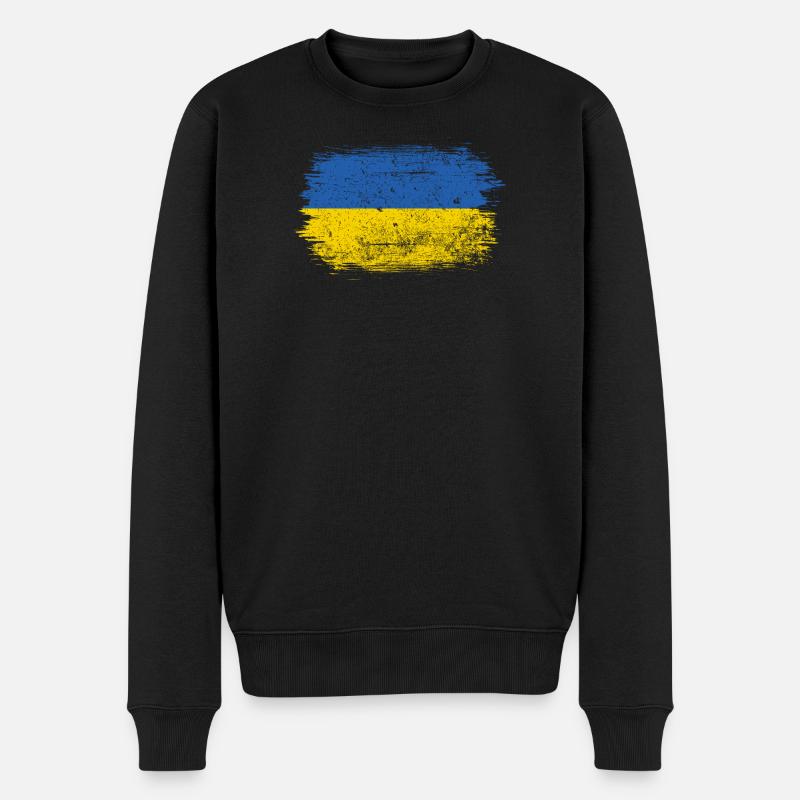 Coup de pinceau du drapeau ukrainien - Pull Premium bio Homme - noir