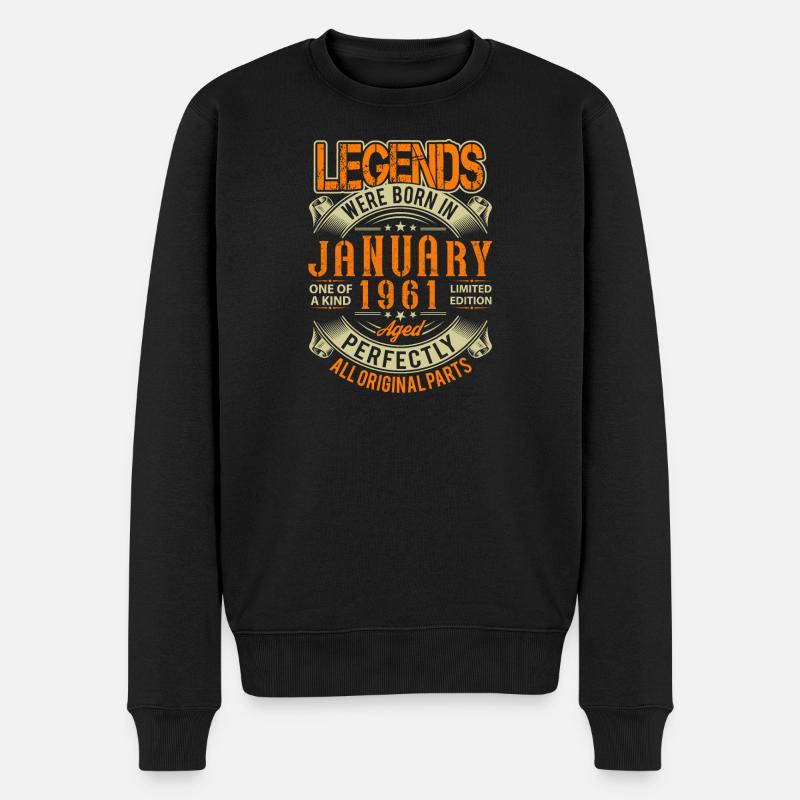 1961 Janvier Légende d’anniversaire - Pull Premium bio Homme - noir