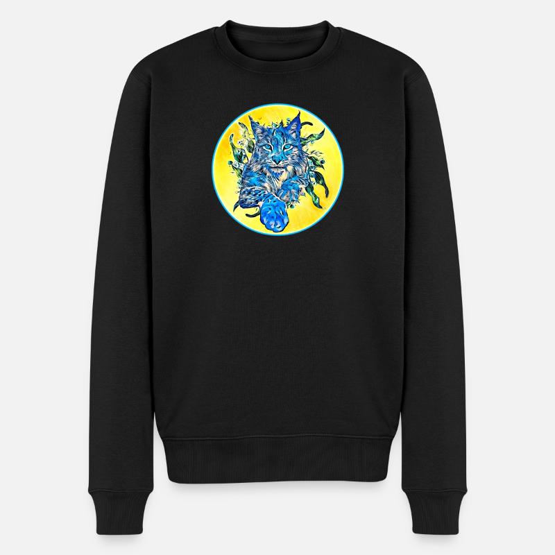 Luchs Katze in Freiheit eine Wild Katze - Männer Premium Bio Pullover - Schwarz