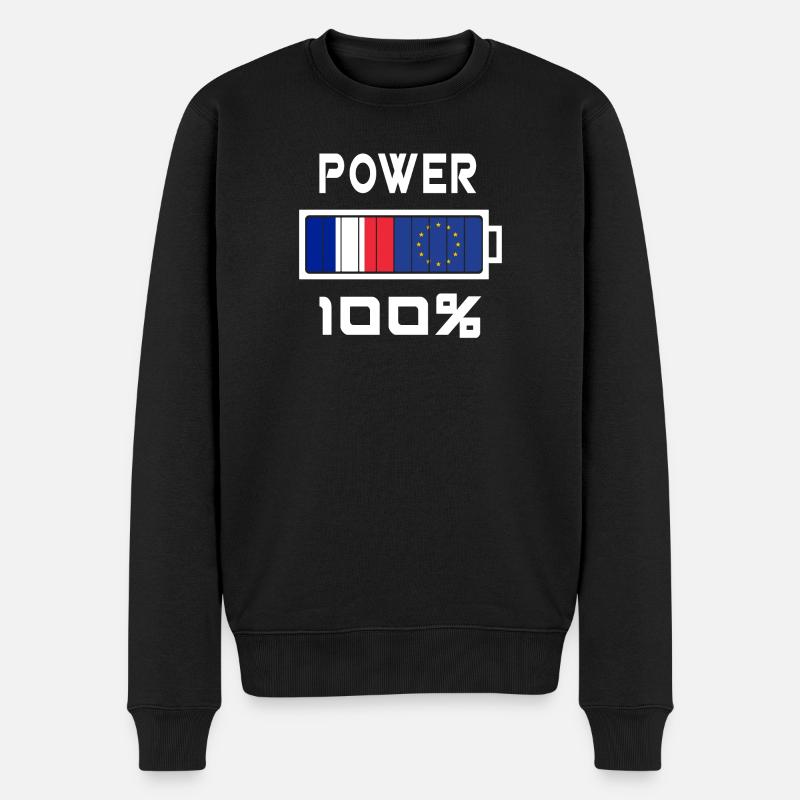 Europa und Frankreich Power 100% - Männer Premium Bio Pullover - Schwarz