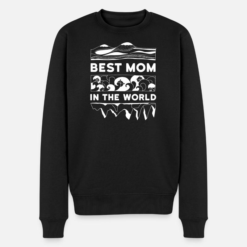 Best Mom in the world! Mama Katze - Männer Premium Bio Pullover - Schwarz