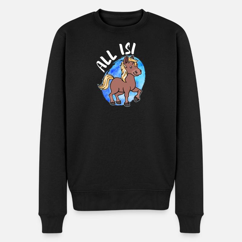 Islandponys Pony Statement Islandpferde Pferdenarr - Männer Premium Bio Pullover - Schwarz