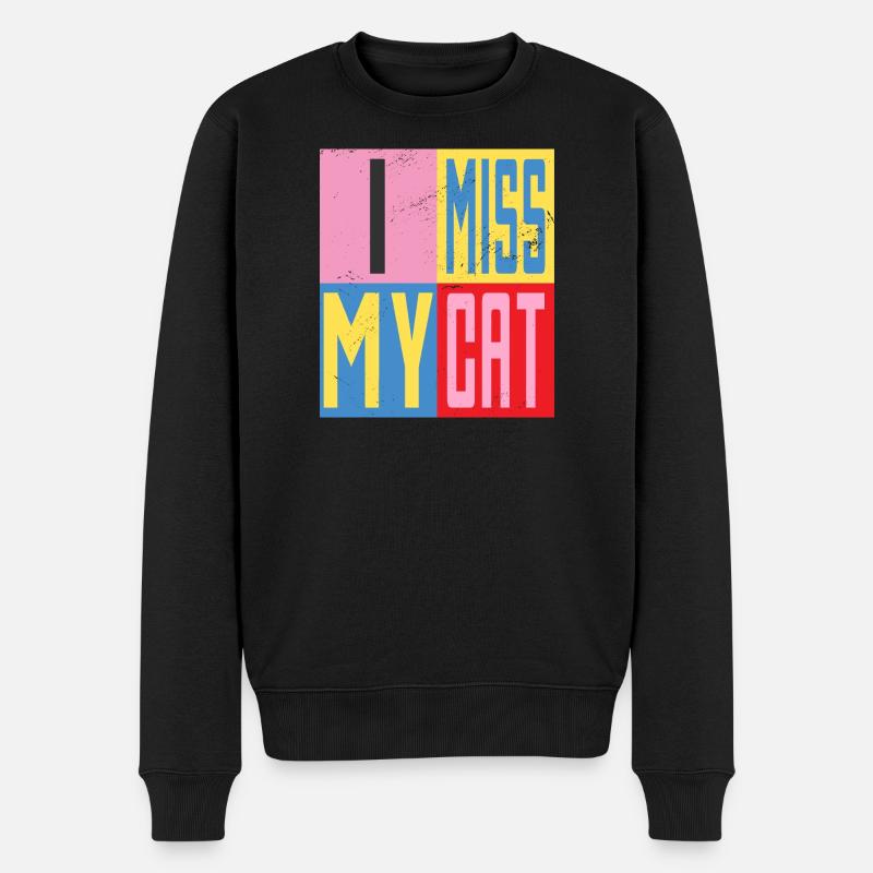 Ich vermisse meine Katze - Männer Premium Bio Pullover - Schwarz