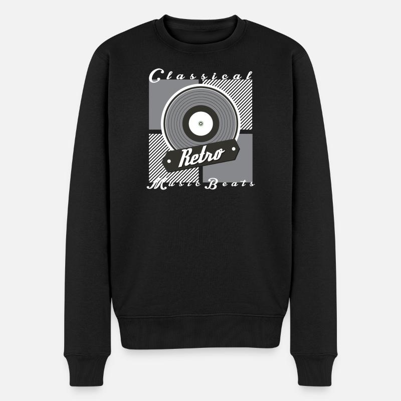 Retro Musik - Männer Premium Bio Pullover - Schwarz