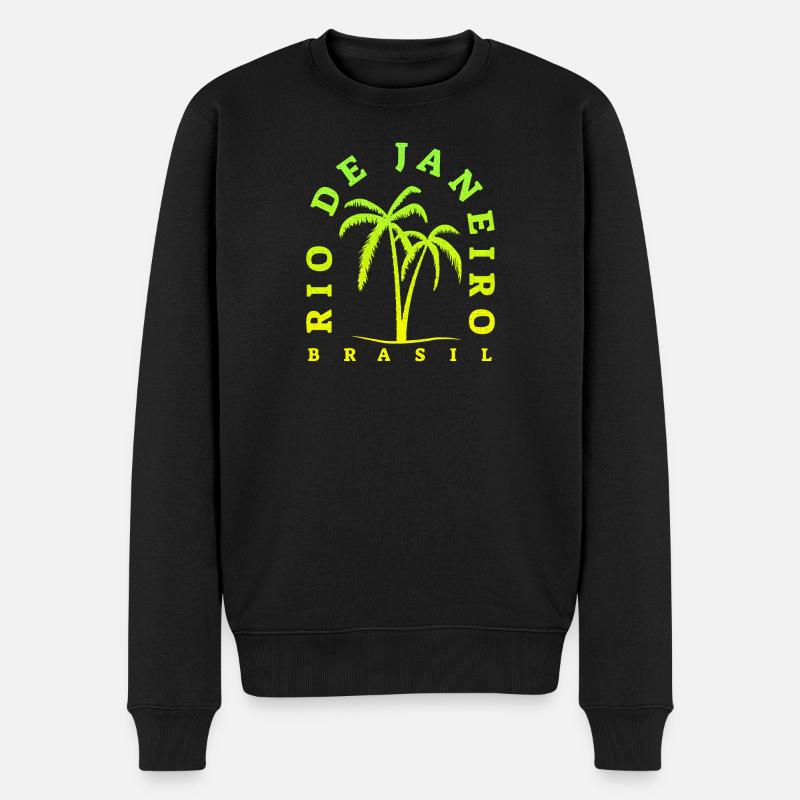 Rio Palm Neon Brasil - Männer Premium Bio Pullover - Schwarz