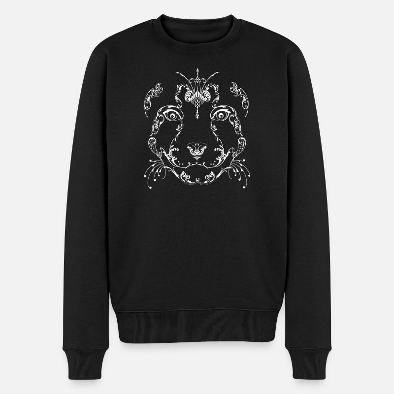 Leopard Gepard Jaguar Muster Pattern Ornament - Männer Premium Bio Pullover - Schwarz
