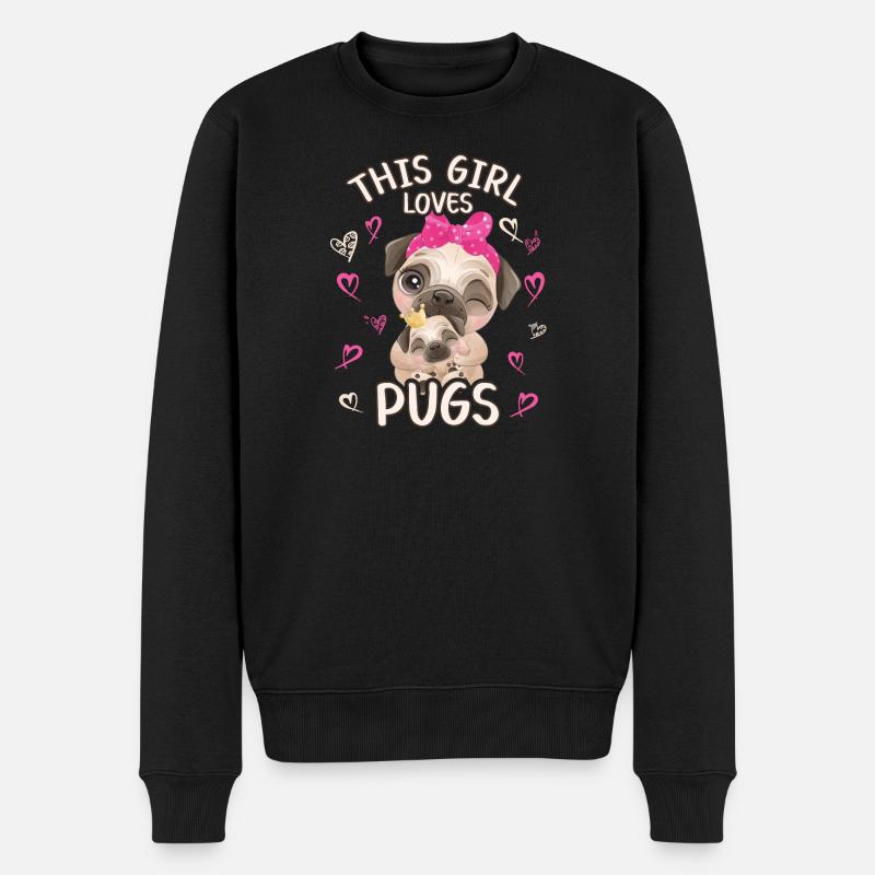 Cette fille aime les carlins - Pull Premium bio Homme - noir