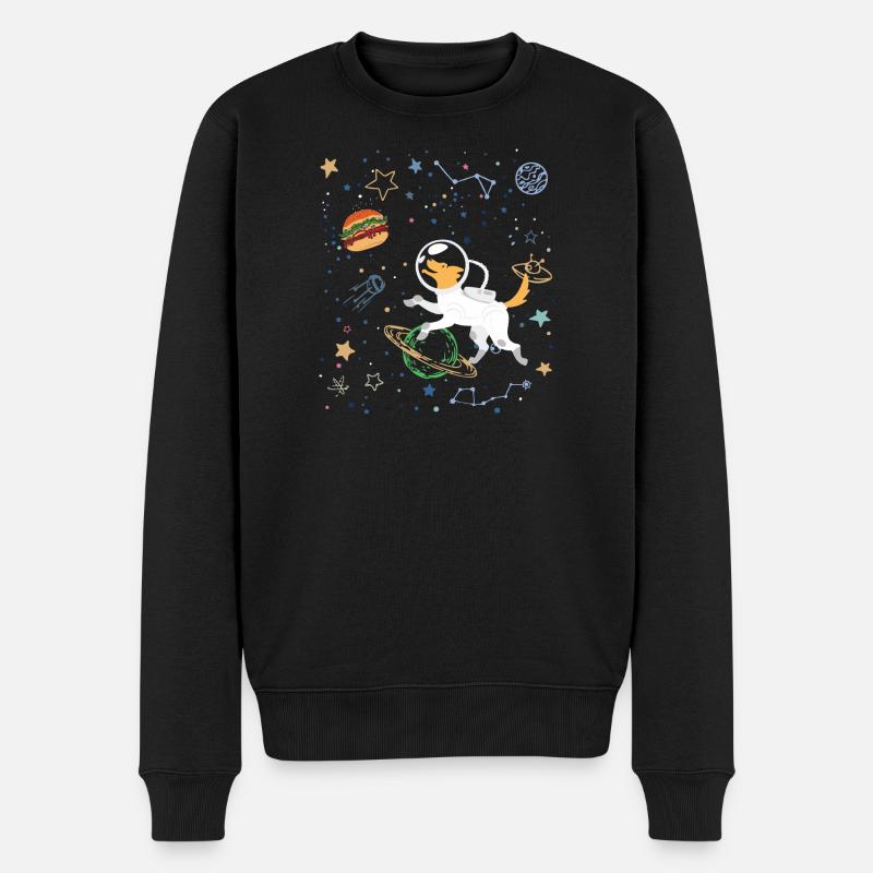 Space Explorer mit Astronaut Fox - Männer Premium Bio Pullover - Schwarz