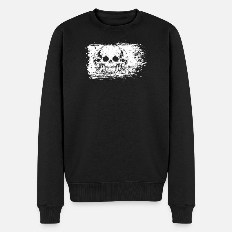 Gebleichte Rahmenschädel - Männer Premium Bio Pullover - Schwarz