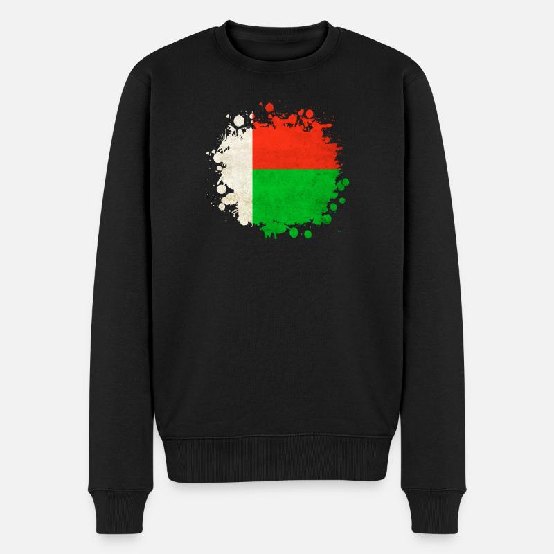 Madagaskar Flaggen Klecks - Männer Premium Bio Pullover - Schwarz