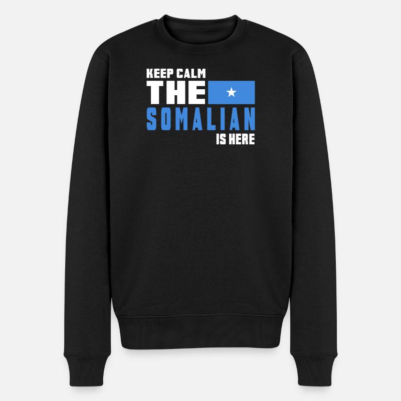 Keep Calm Somalia Flaggen Design - Männer Premium Bio Pullover - Schwarz