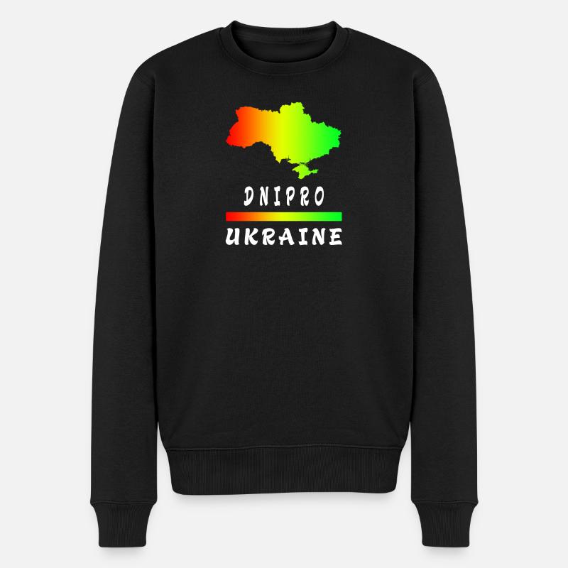 Dnipro Ukraine Regenbogen Design - Männer Premium Bio Pullover - Schwarz