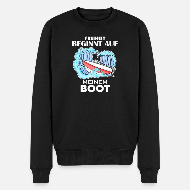 Motorboot Kapitän Boot Geschenk - Männer Premium Bio Pullover - Schwarz