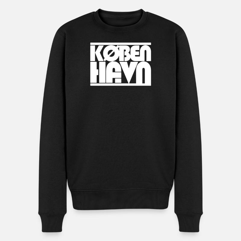 Kopenhagen Danmark Schriftzug Design - Männer Premium Bio Pullover - Schwarz