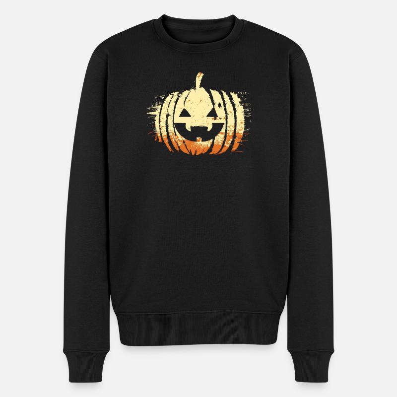 Halloween Tête De Citrouille - Pull Premium bio Homme - noir