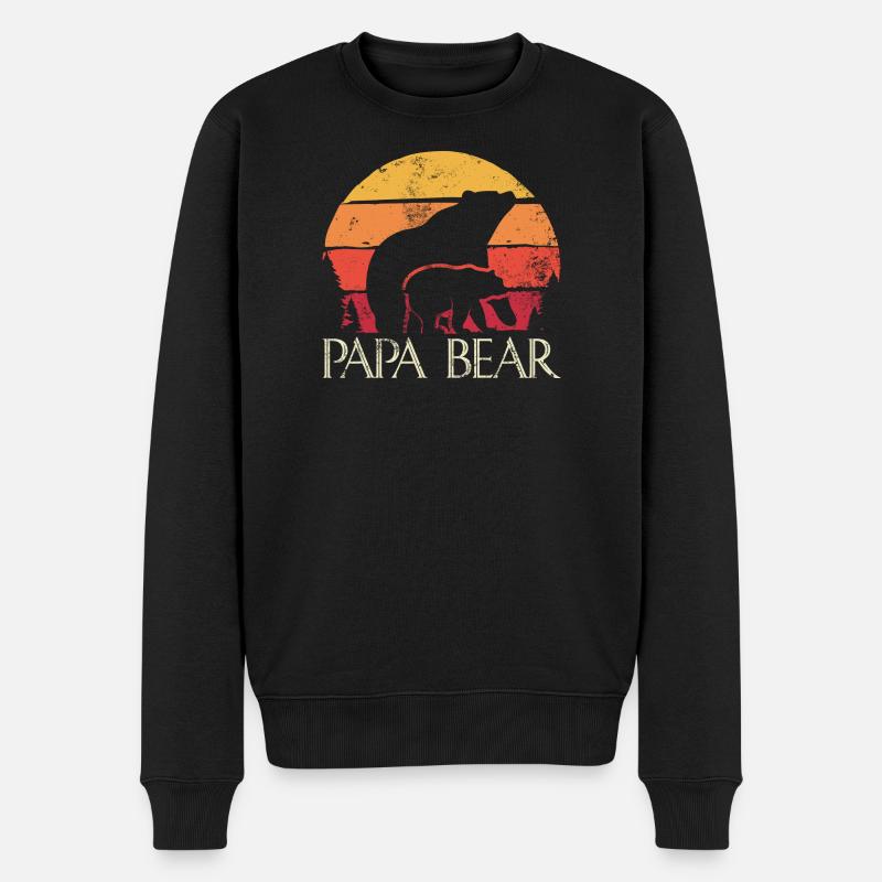 Papa Bear Sunset Logo - Männer Premium Bio Pullover - Schwarz