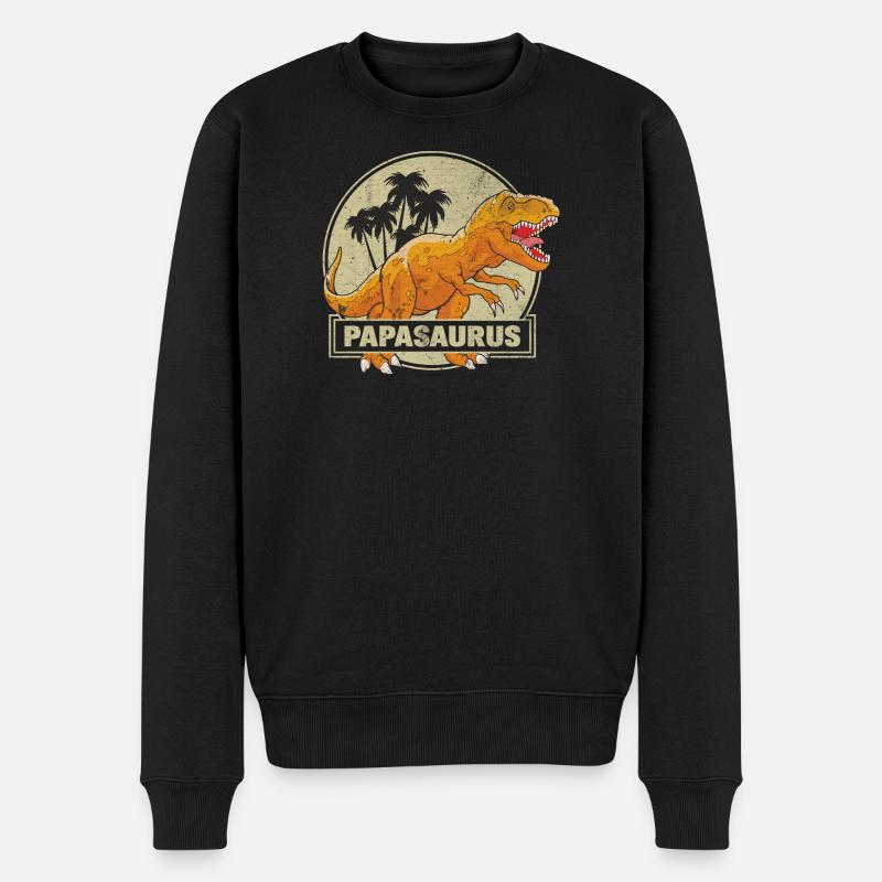Papasaurus - Männer Premium Bio Pullover - Schwarz