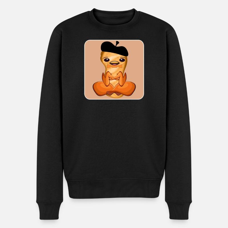 BBQ BRATHÄHNCHEN | BAGUETTE BASKENMÜTZE - Männer Premium Bio Pullover - Schwarz