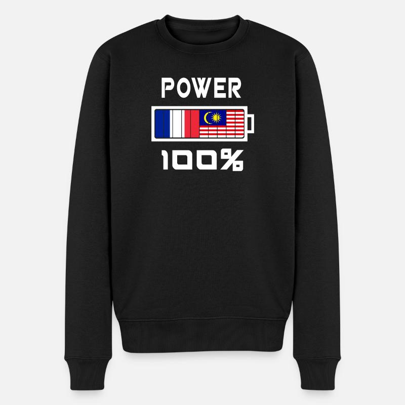 Malaysia und Frankreich machen 100% - Männer Premium Bio Pullover - Schwarz