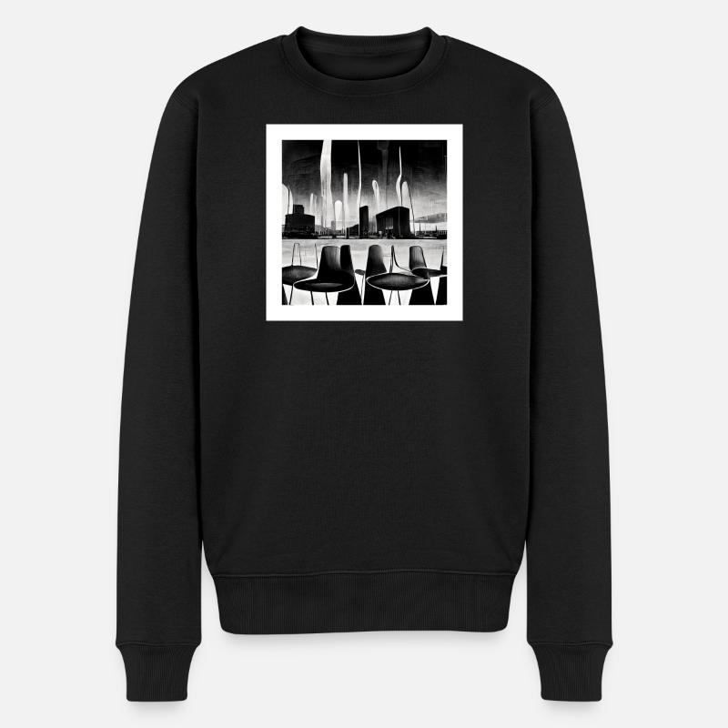 futuristische Stadtszene im fifties style - Poster - Männer Premium Bio Pullover - Schwarz