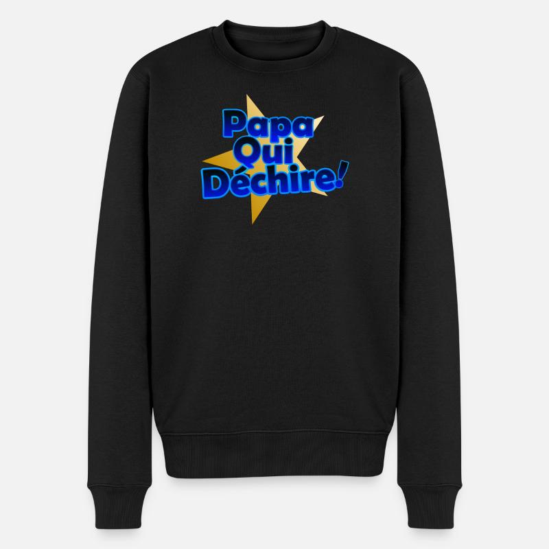 Papa Qui Déchire en Éclats - Pull Premium bio Homme - noir