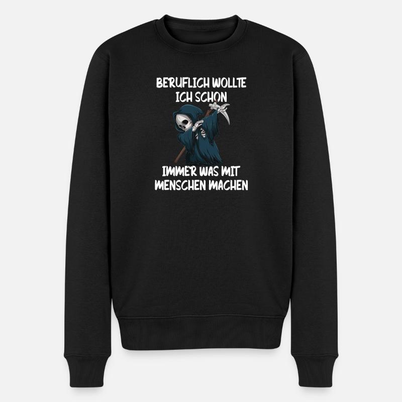 Sensenmann Berufswunsch Mit Menschen - Männer Premium Bio Pullover - Schwarz