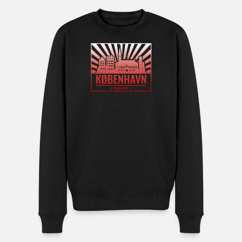 Kopenhagen Skyline im Sonnenuntergang - Männer Premium Bio Pullover - Schwarz