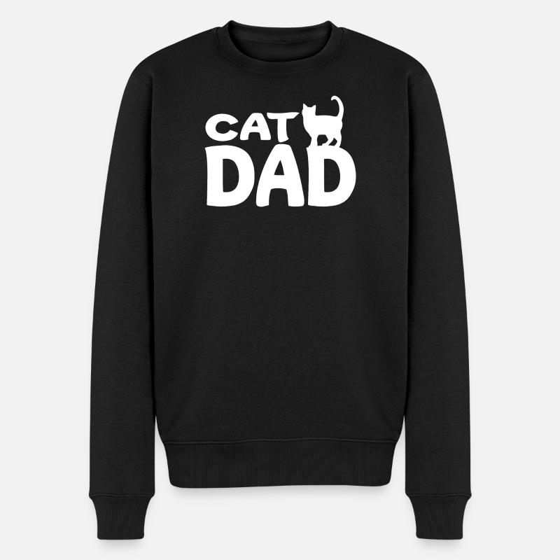 Daddy Cat Silhouette White - Men's Premium Organic Jumper - black