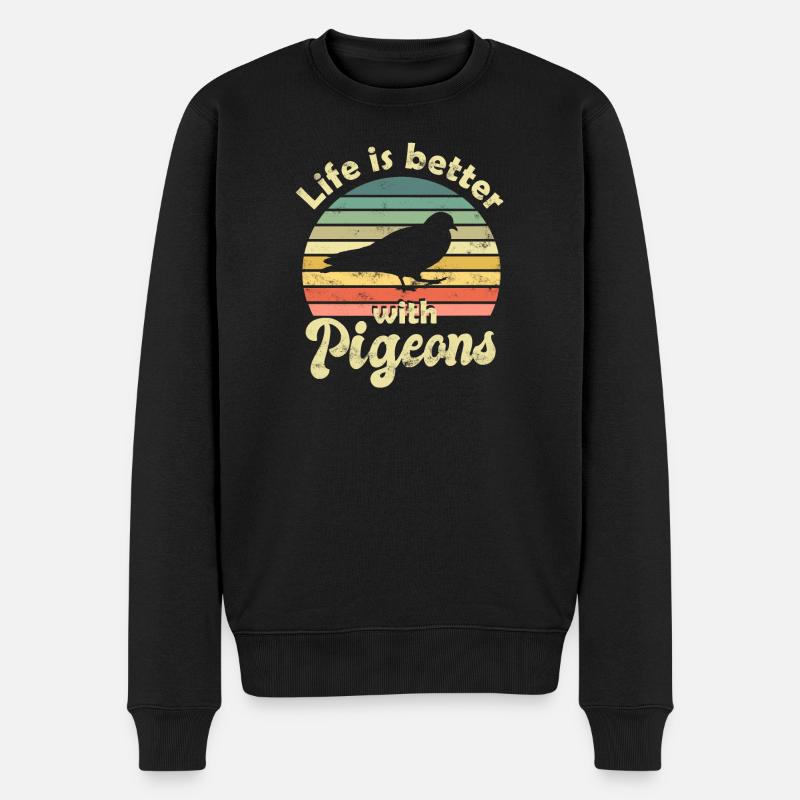 Taube Tauben - Männer Premium Bio Pullover - Schwarz